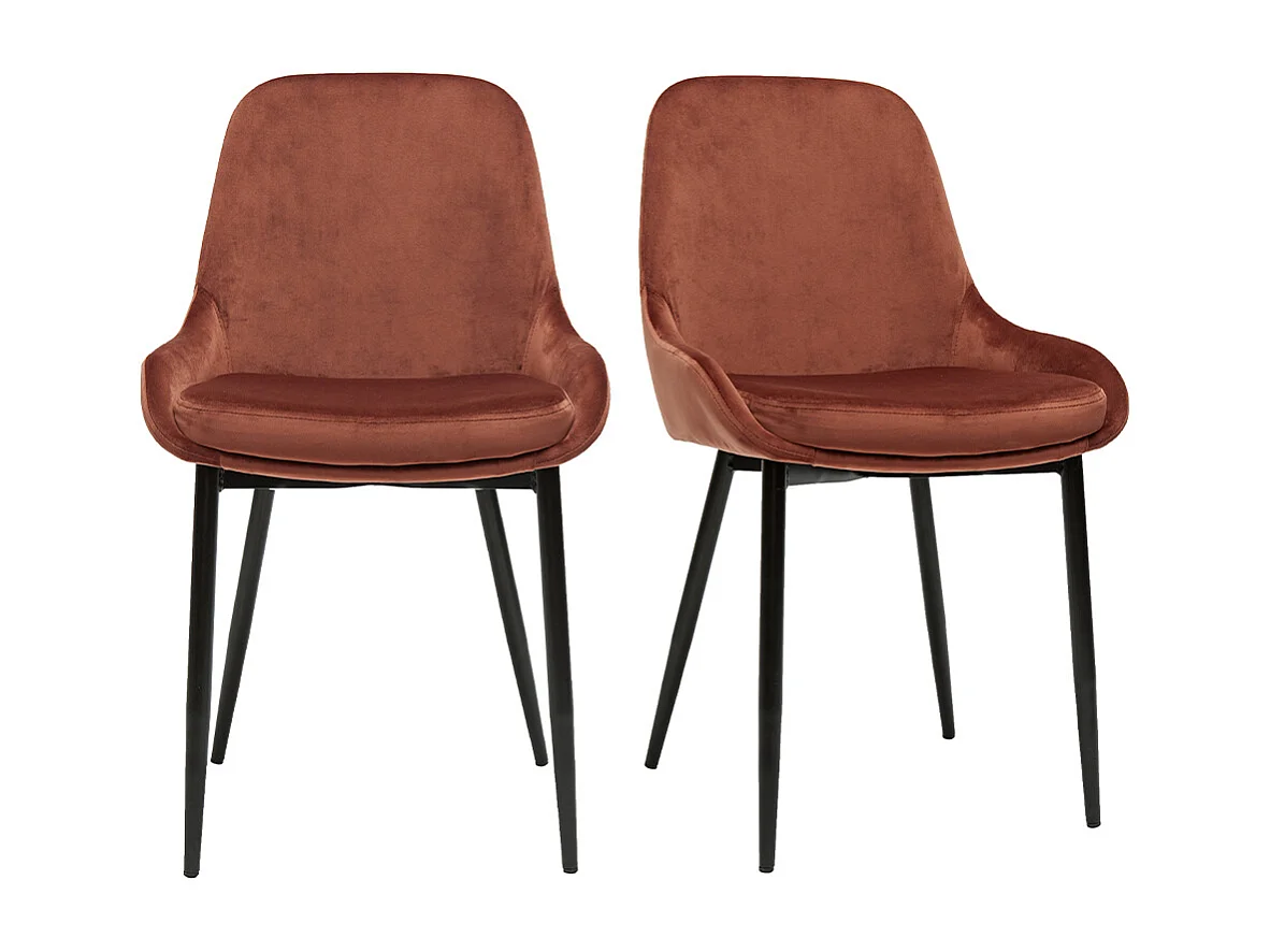 Set de 2 sillas de terciopelo color terracotta HOLO