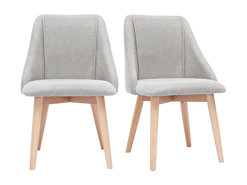 Set de 2 sillas de tela efecto aterciopelado texturizado gris y madera clara maciza HIGGINS