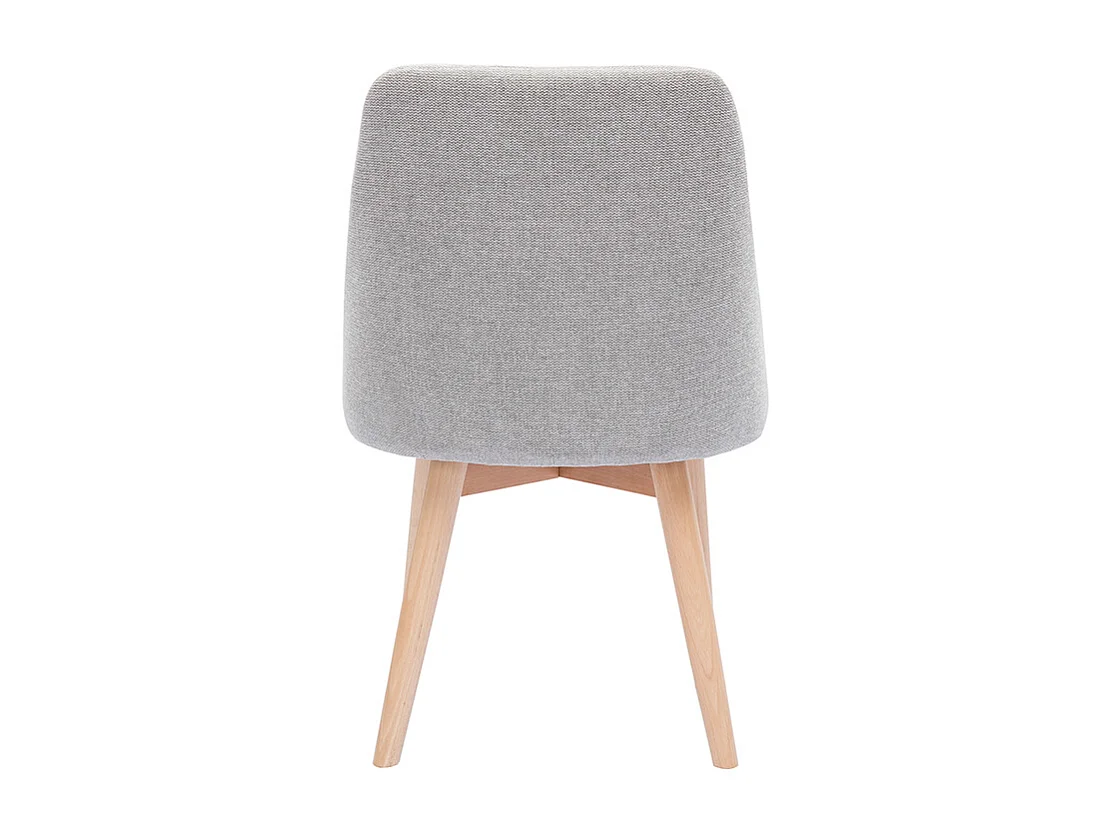 Set de 2 sillas de tela efecto aterciopelado texturizado gris y madera clara maciza HIGGINS