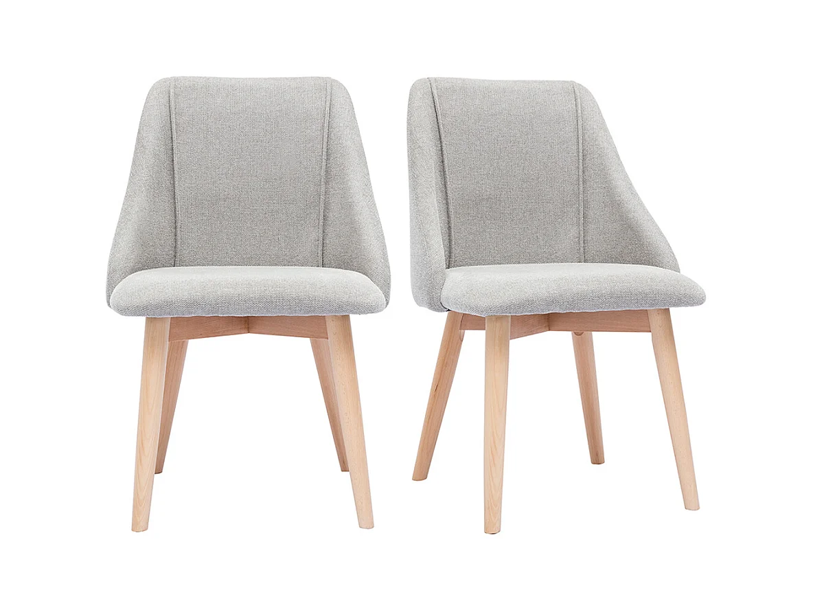 Chaises scandinaves en tissu effet velours texturé gris clair et bois clair (lot de 2) HIGGINS