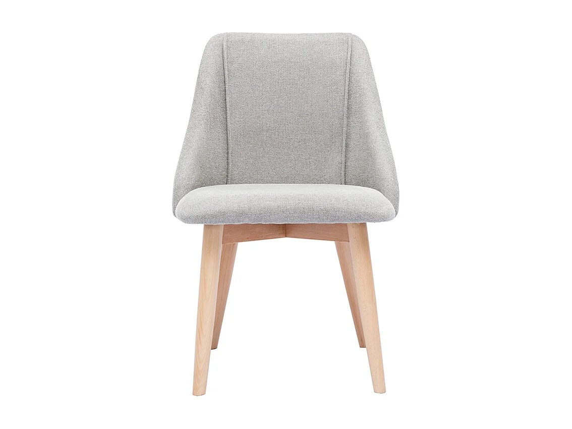 Chaises scandinaves en tissu effet velours texturé gris clair et bois clair (lot de 2) HIGGINS