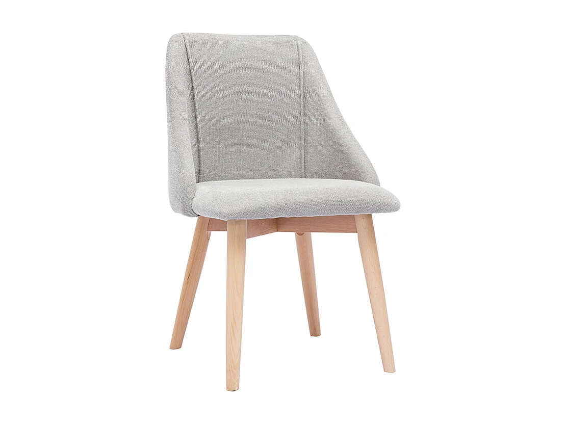 Chaises scandinaves en tissu effet velours texturé gris clair et bois clair (lot de 2) HIGGINS