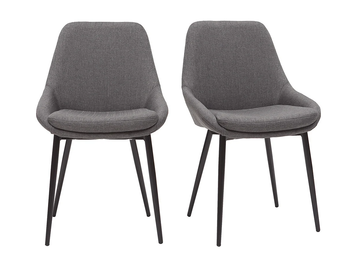 Chaises design en tissu gris et métal noir (lot de 2) HOLO