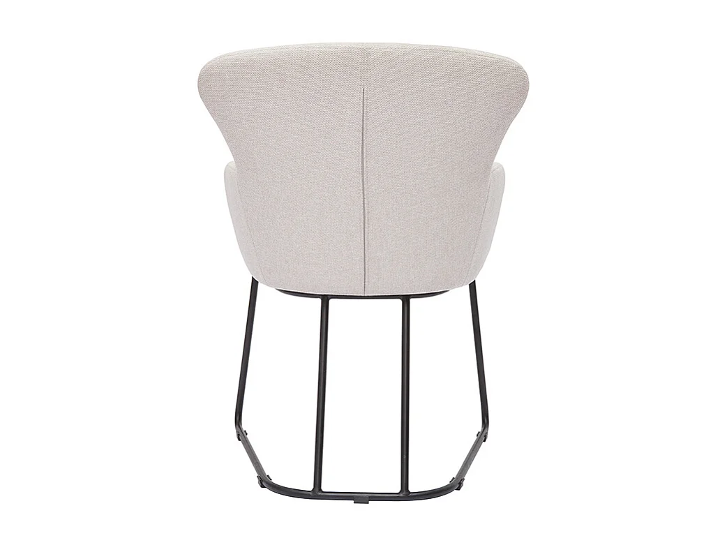 Silla de tejido efecto aterciopelado texturizado beige y metal negro BRITT