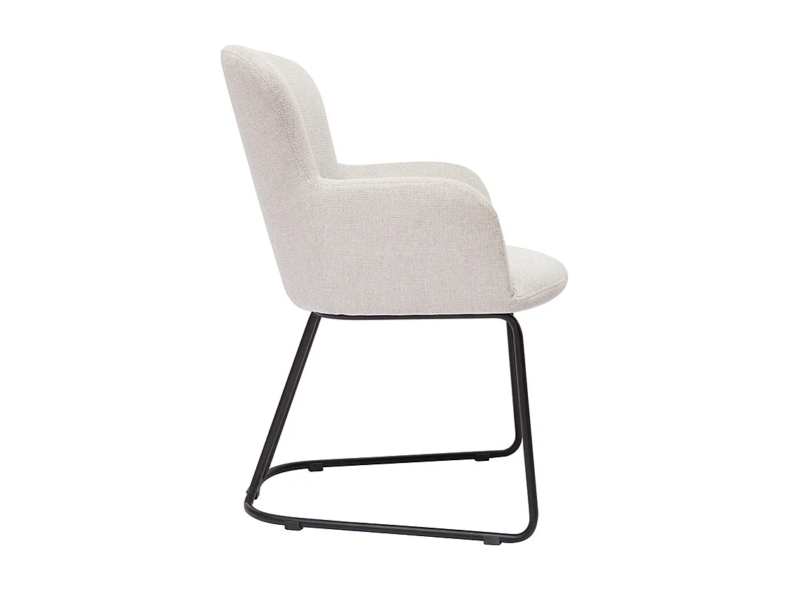 Sedia in tessuto effetto velluto testurizzato beige e metallo nero BRITT