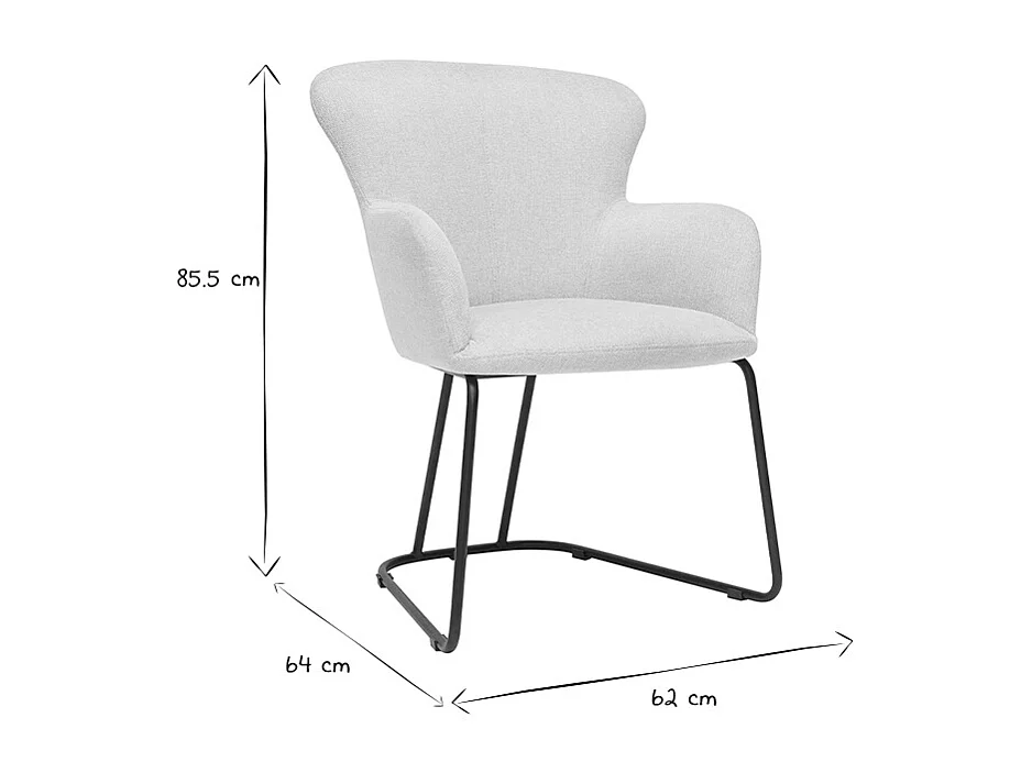 Sedia in tessuto effetto velluto testurizzato beige e metallo nero BRITT