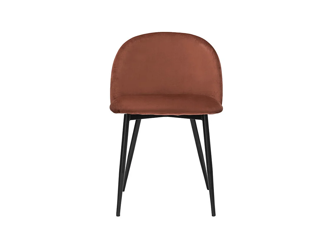 Chaises design en tissu velours rouge tomette et métal noir (lot de 2) CELESTE