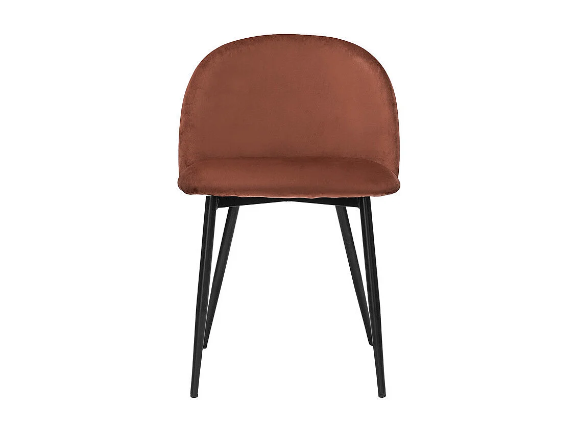 Chaises design en tissu velours rouge tomette et métal noir (lot de 2) CELESTE