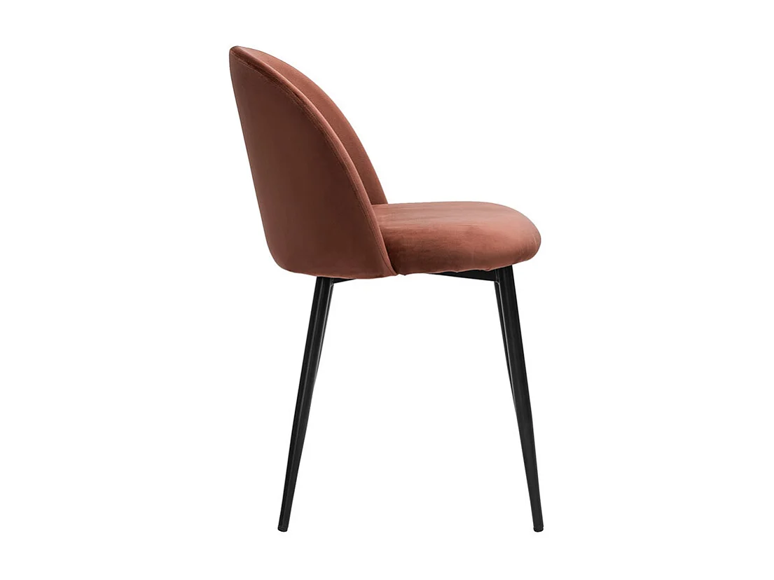 Chaises design en tissu velours rouge tomette et métal noir (lot de 2) CELESTE