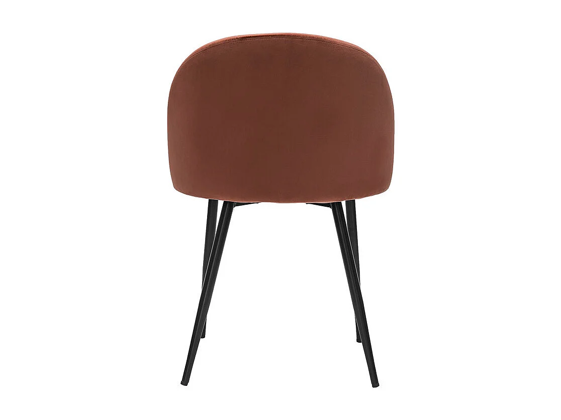 Chaises design en tissu velours rouge tomette et métal noir (lot de 2) CELESTE