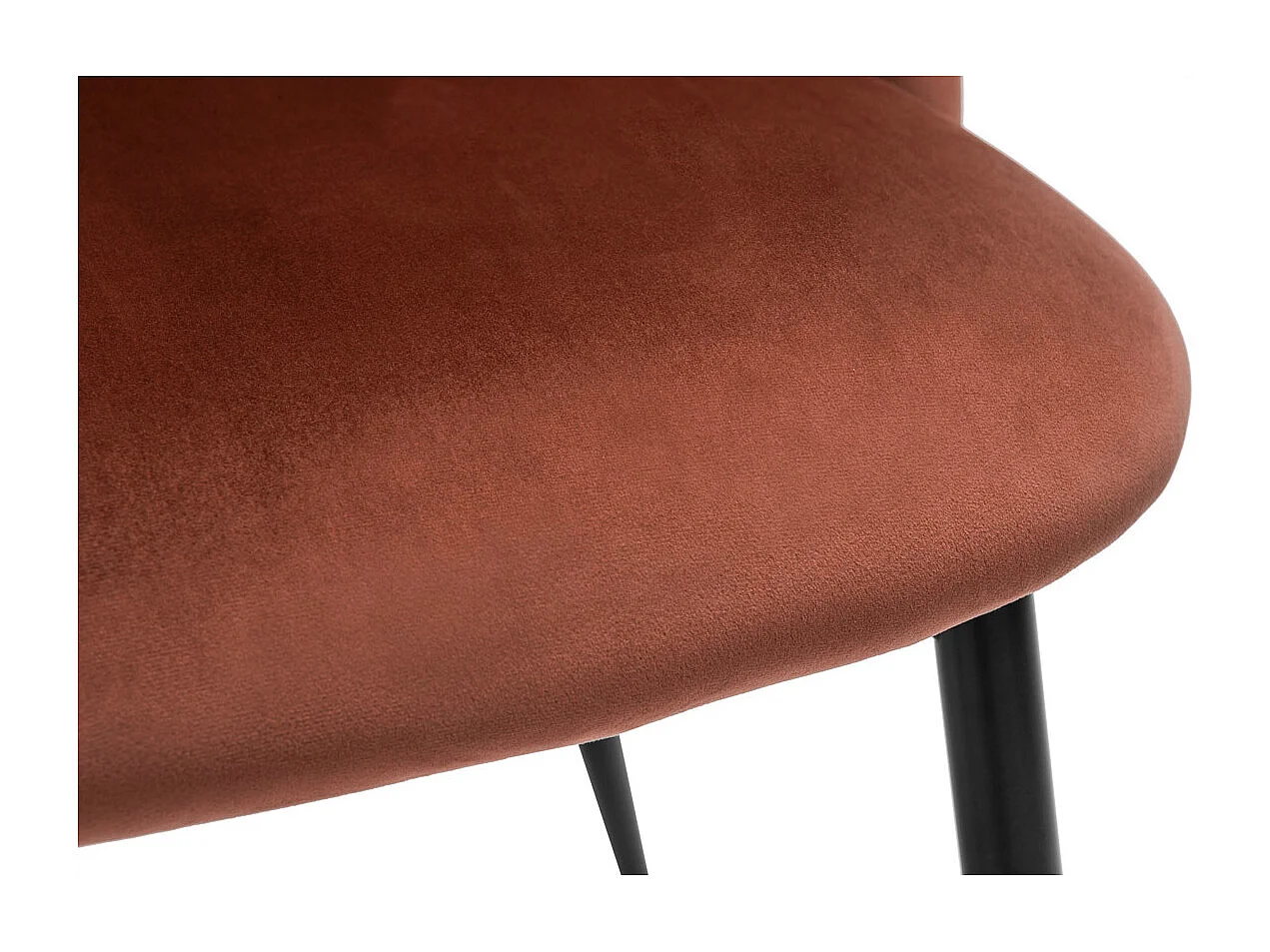 Chaises design en tissu velours rouge tomette et métal noir (lot de 2) CELESTE