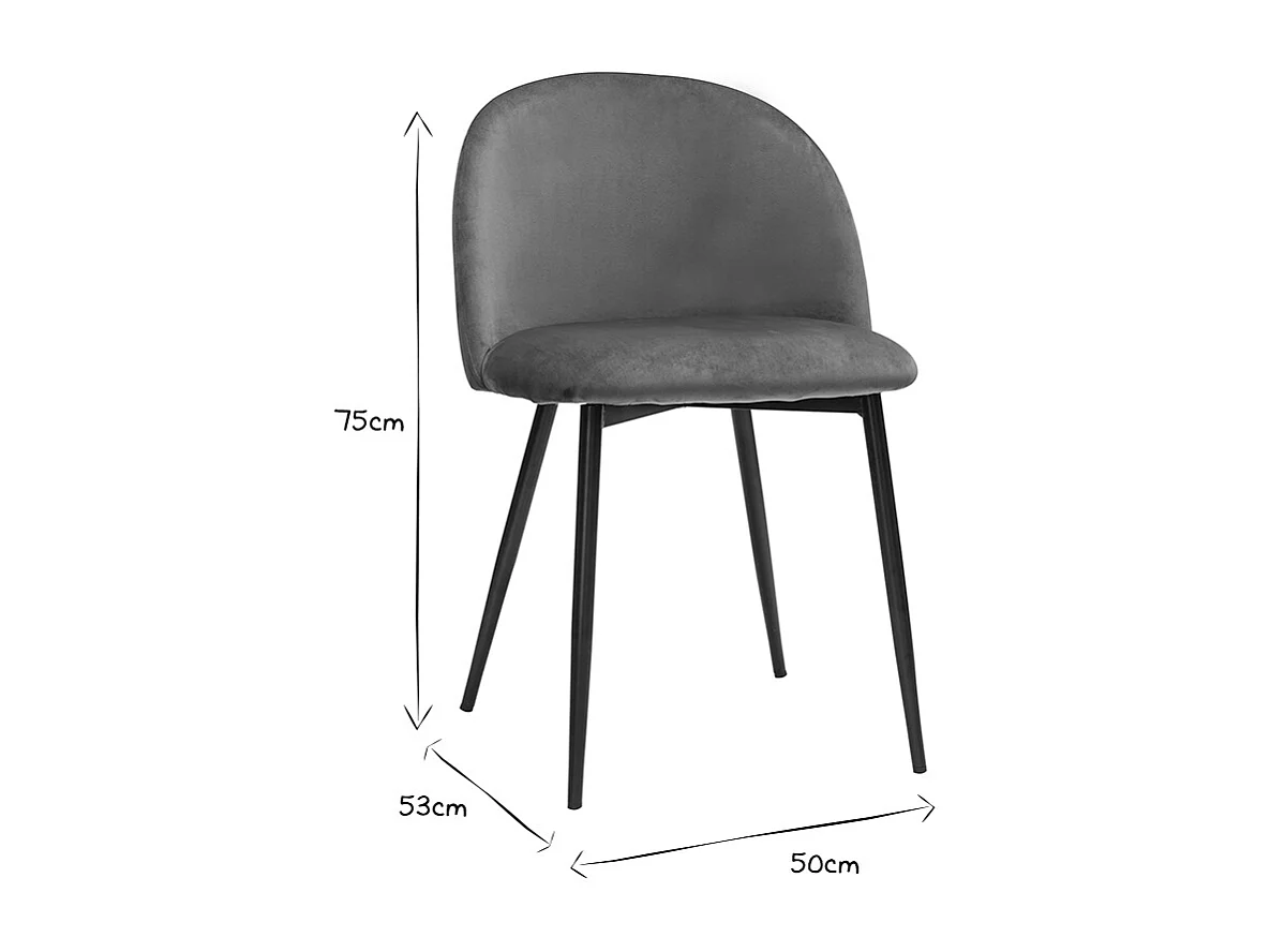 Chaises design en tissu velours rouge tomette et métal noir (lot de 2) CELESTE