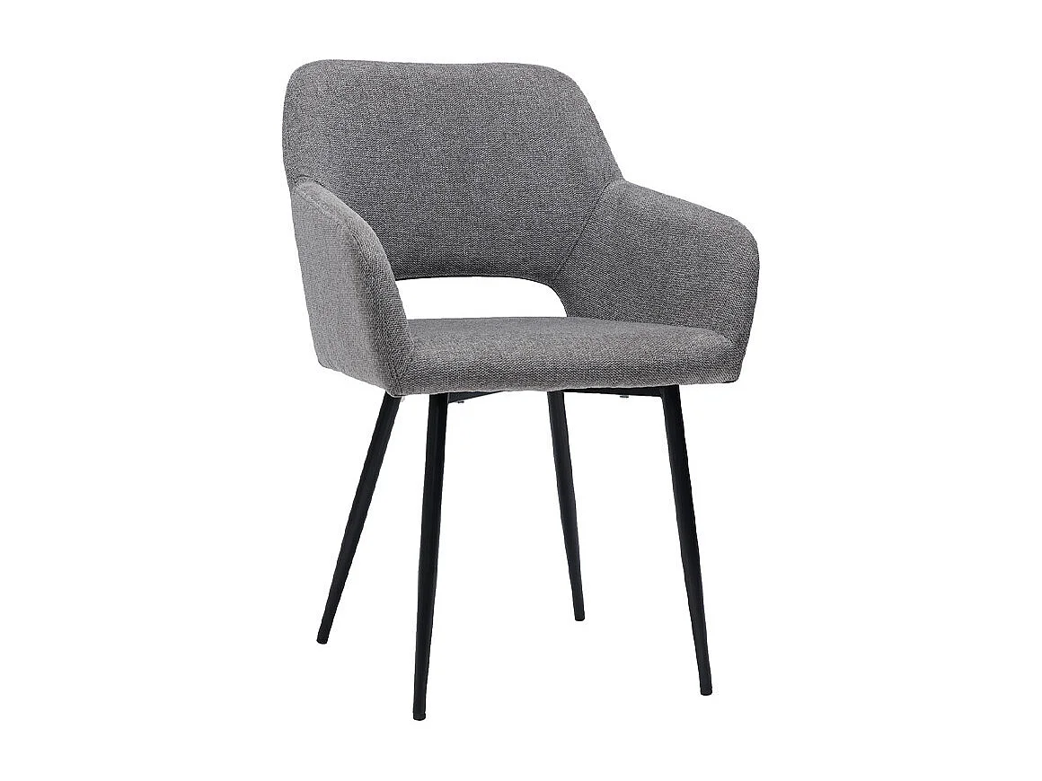 Chaises en tissu effet velours texturé gris et métal noir (lot de 2) LAURETTE