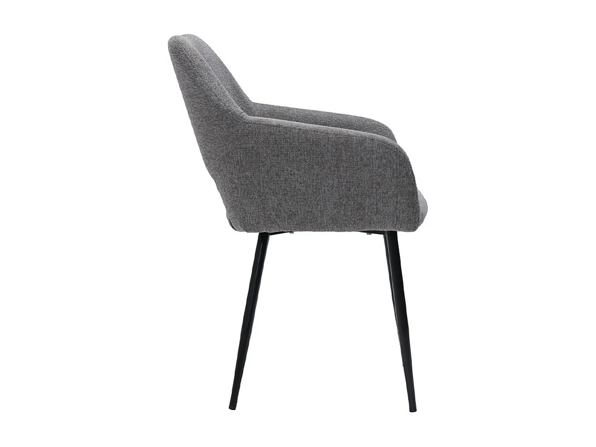 Chaises en tissu effet velours texturé gris et métal noir (lot de 2) LAURETTE