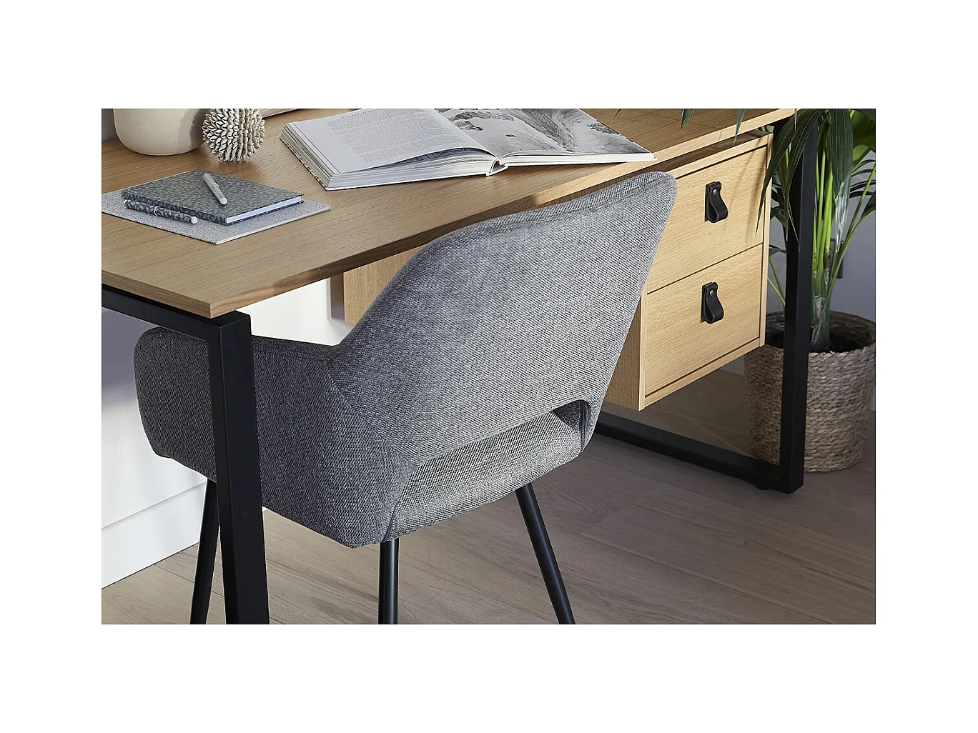 Stühle aus grauem Stoff mit Samteffekt (2er-Set) LAURETTE