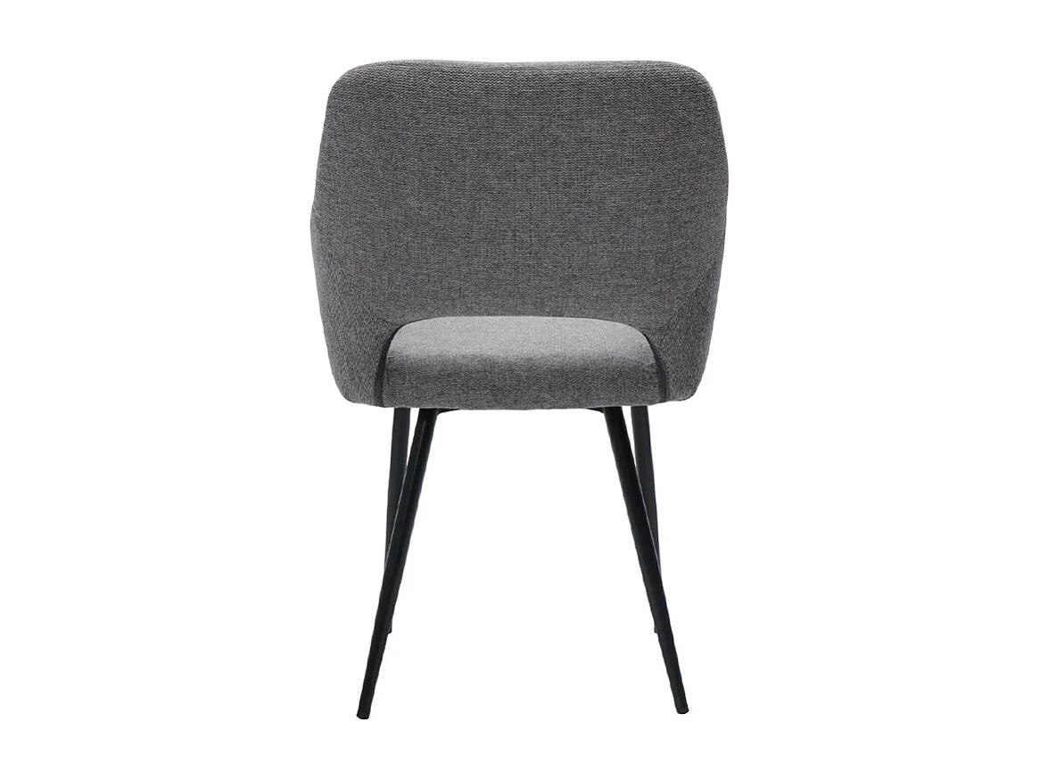 Chaises en tissu effet velours texturé gris et métal noir (lot de 2) LAURETTE