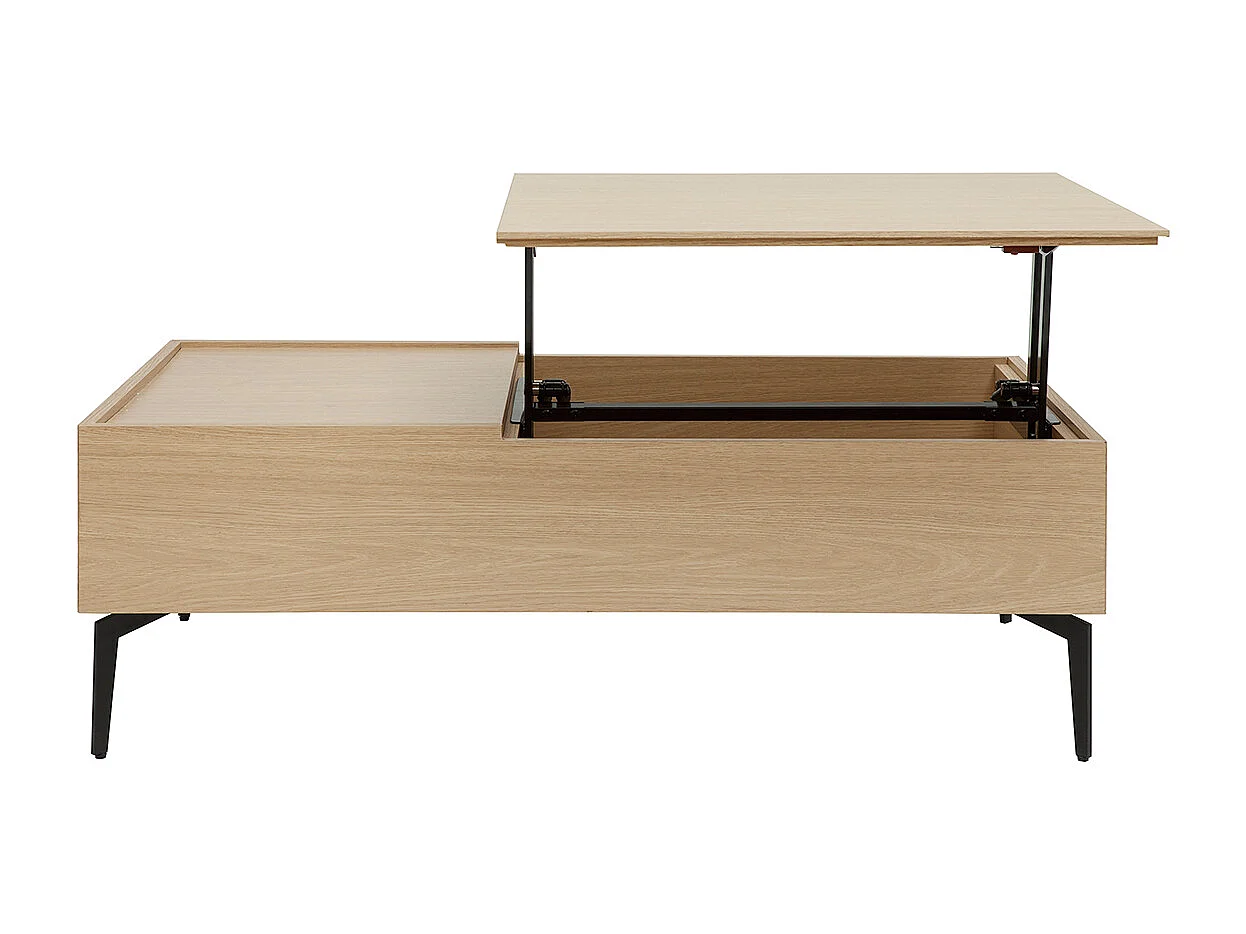 Table basse relevable rectangulaire bois clair finition chêne et métal noir L103 cm SEDA