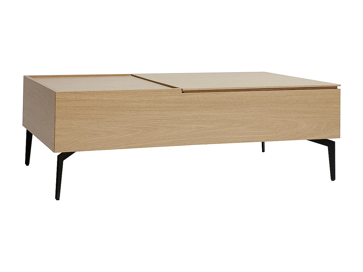 Table basse relevable rectangulaire bois clair finition chêne et métal noir L103 cm SEDA