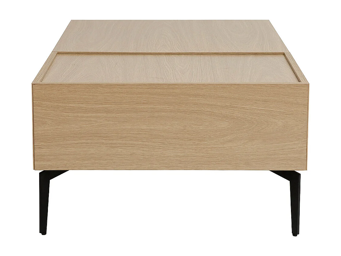 Table basse relevable rectangulaire bois clair finition chêne et métal noir L103 cm SEDA