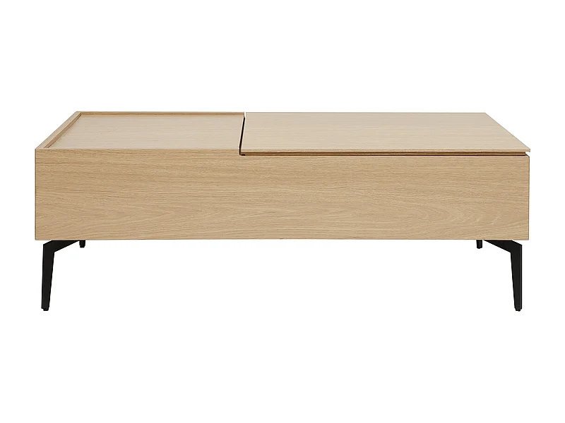 Tavolino da salotto alzabile in legno chiaro e metallo nero L102,5 SEDA