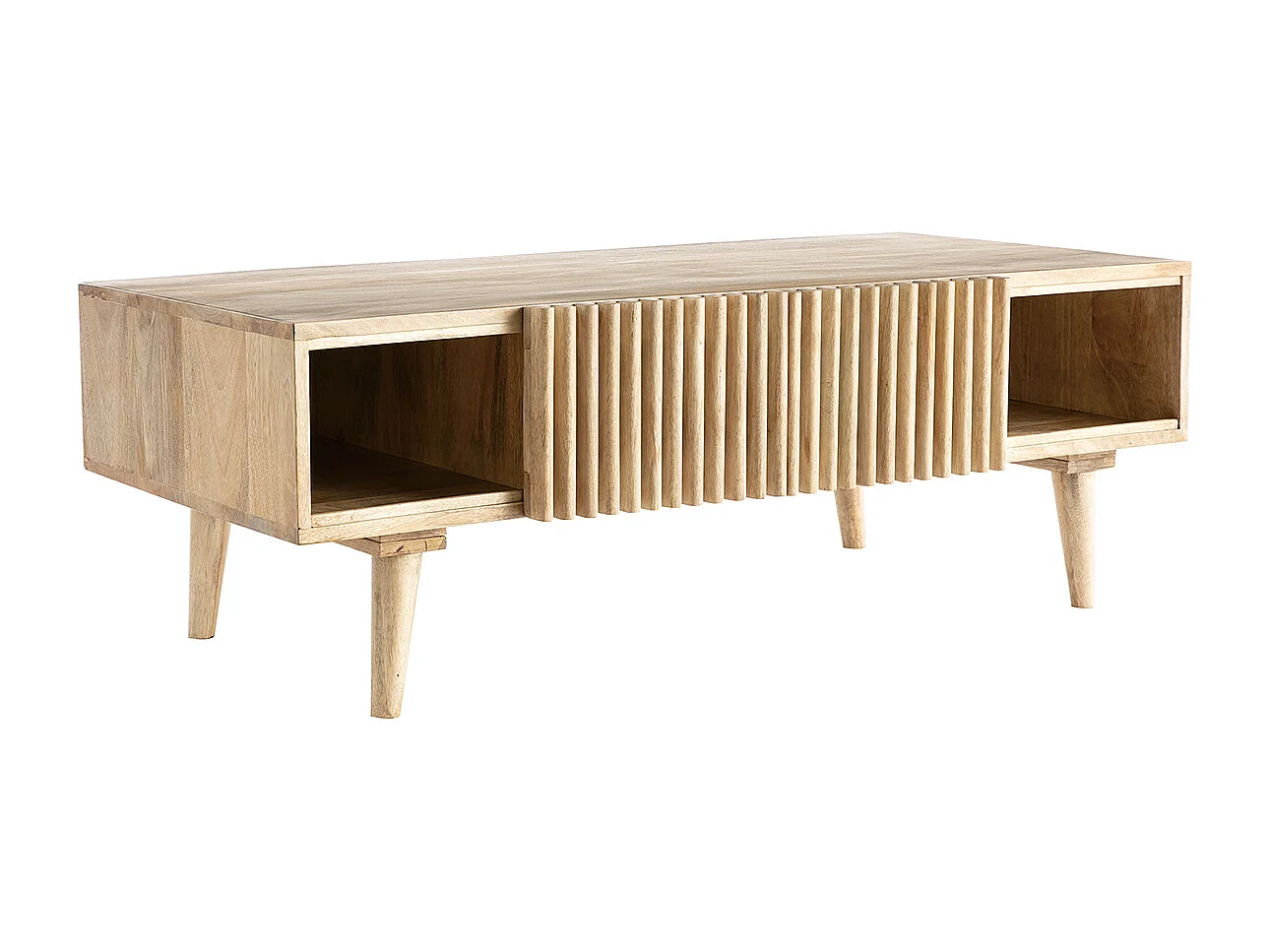 Tavolino basso in mango massiccio con ante scorrevoli ALBA