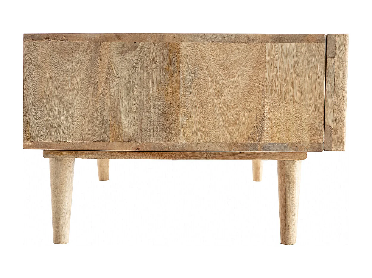 Tavolino basso in mango massiccio con ante scorrevoli ALBA