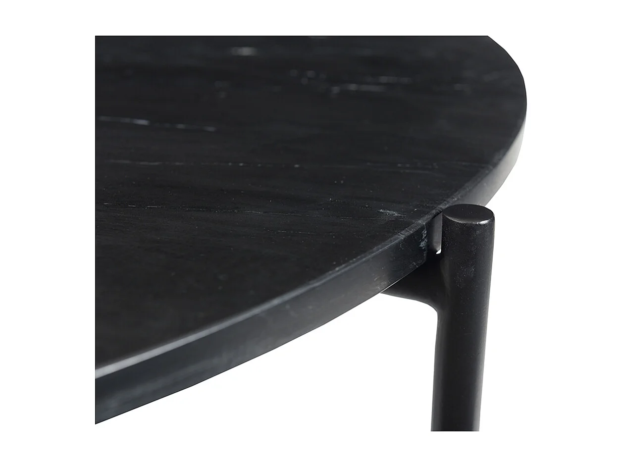 Runder Couchtisch aus schwarzem Marmor D 90 cm BUMCELLO