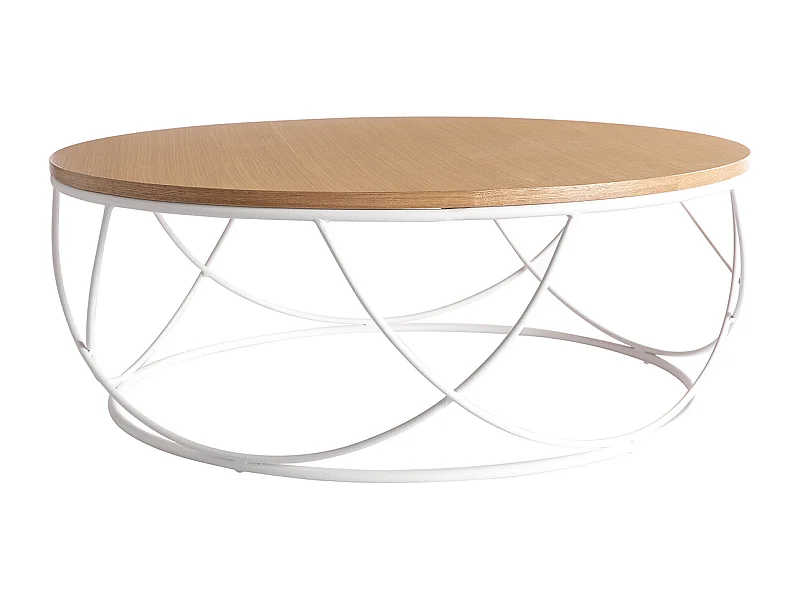 Couchtisch Holz und Metall Weiß rund 80 cm LACE