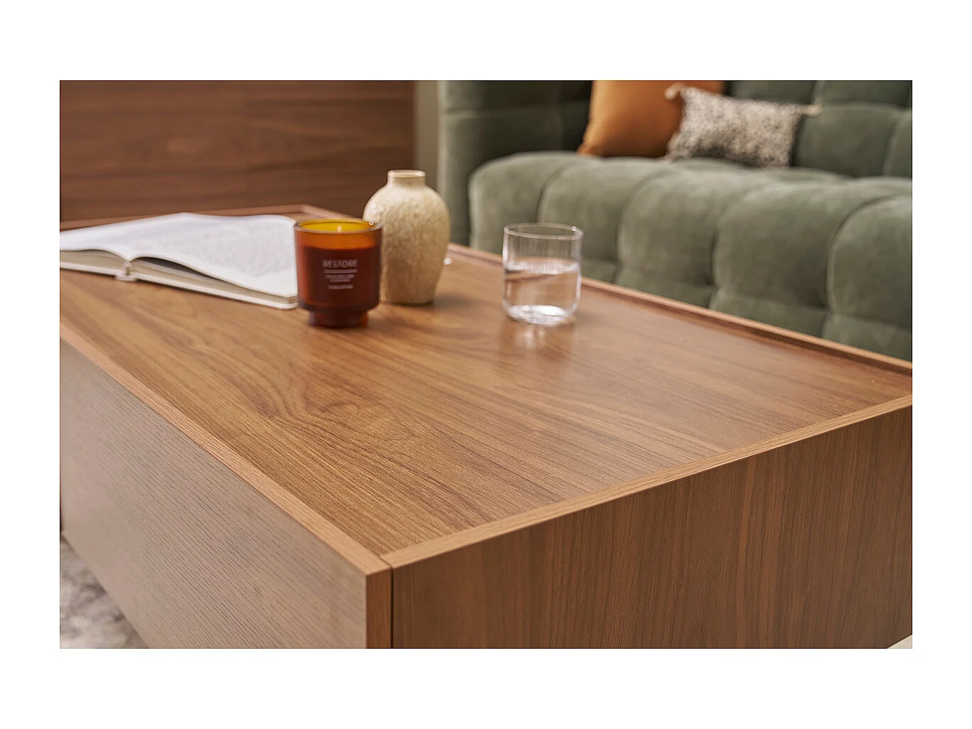 Tavolino da salotto con cassetti in legno scuro L120 cm SANAA