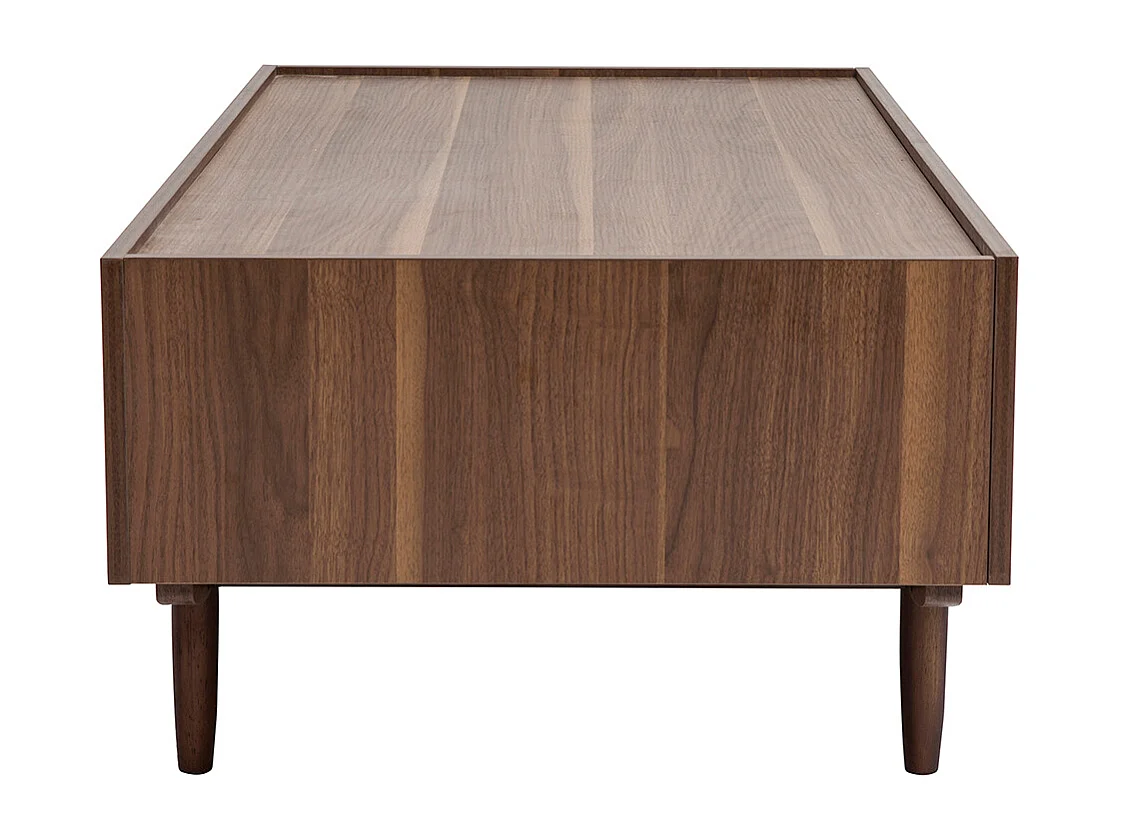 Table basse rectangulaire avec rangements 2 tiroirs finition bois foncé noyer L120 cm SANAA