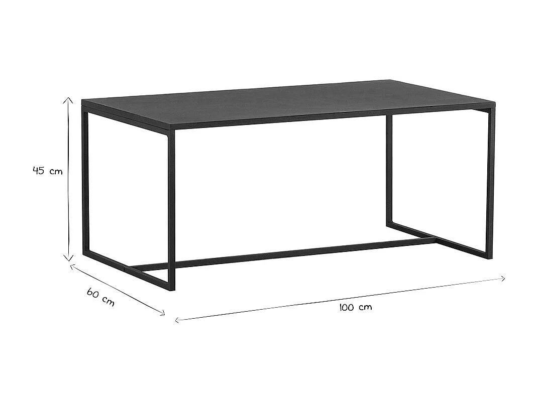 Table basse rectangulaire design métal noir L100 cm KARL