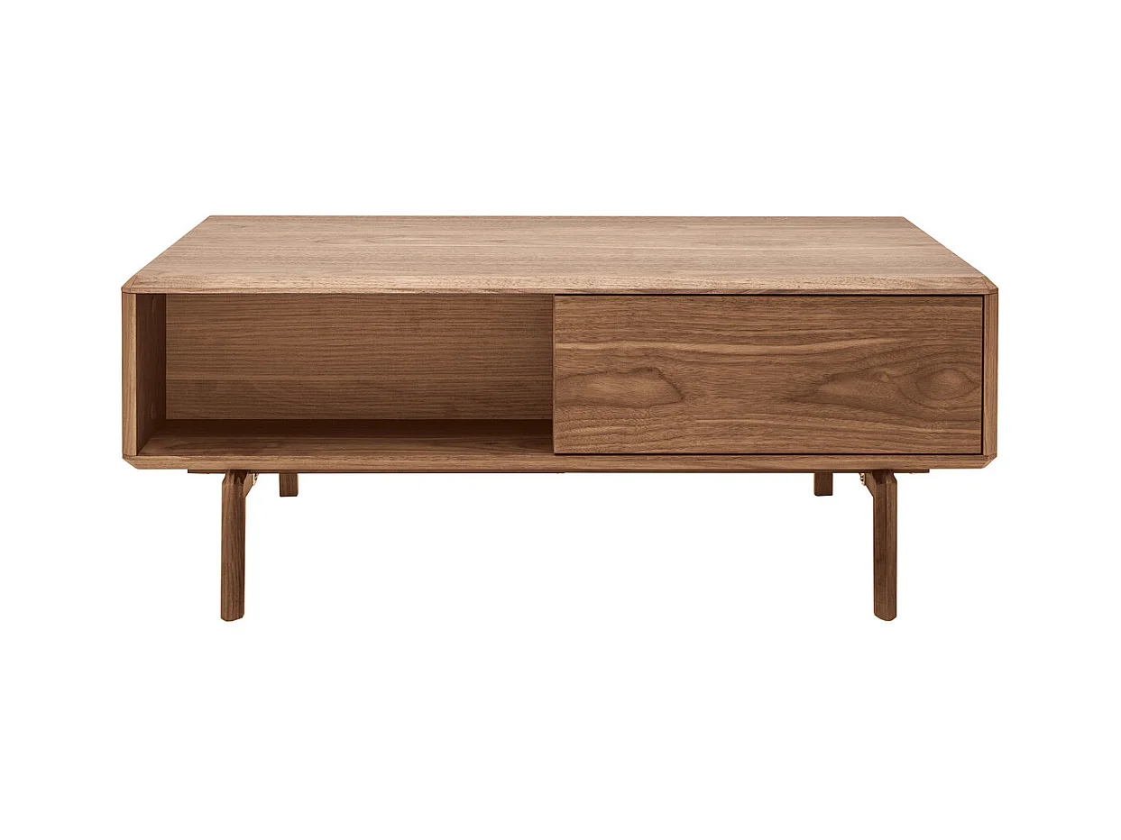 Table basse rectangulaire avec rangements bois foncé noyer L100 cm SUVA