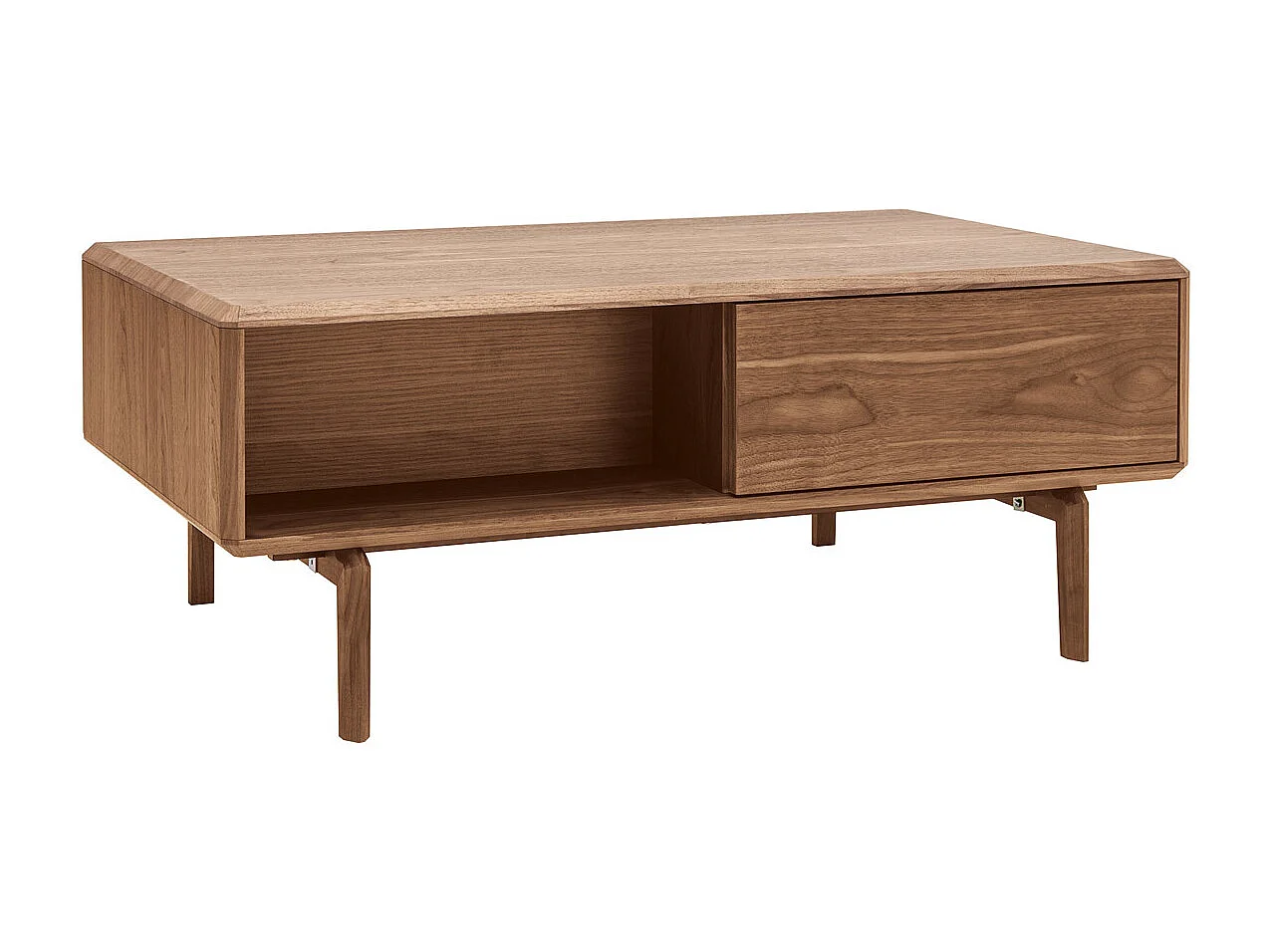 Rechteckiger Couchtisch mit Stauraum dunkles Walnussholz L100 cm SUVA