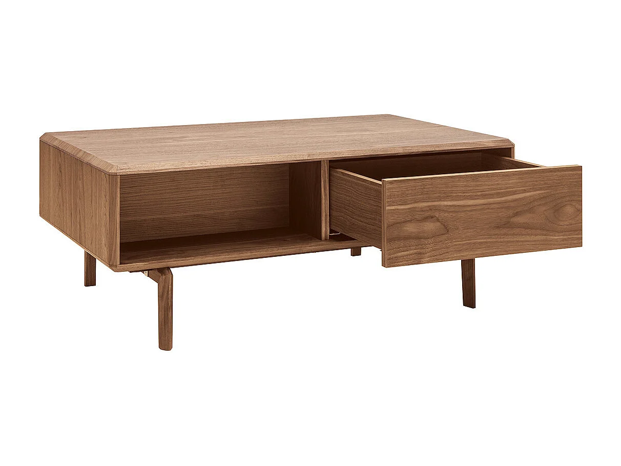 Rechteckiger Couchtisch mit Stauraum dunkles Walnussholz L100 cm SUVA