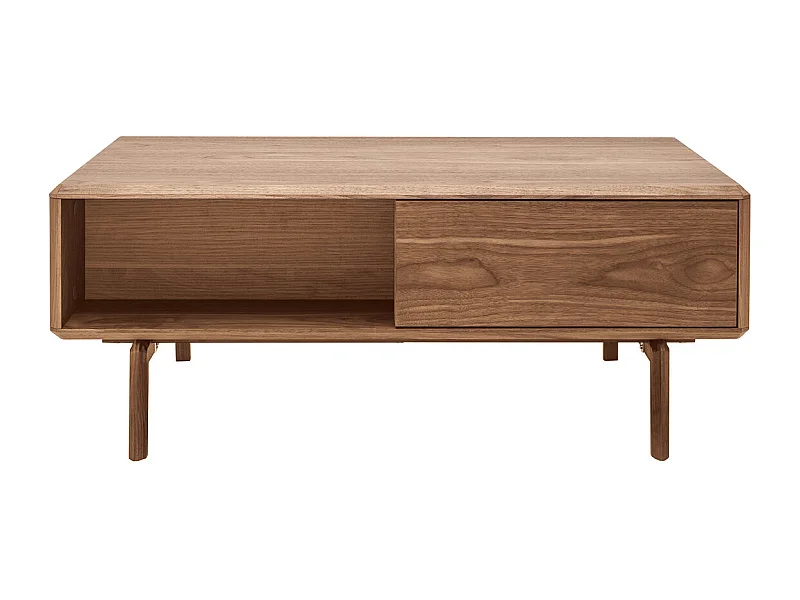 Table basse rectangulaire avec rangements 2 tiroirs bois foncé noyer L100 cm SUVA