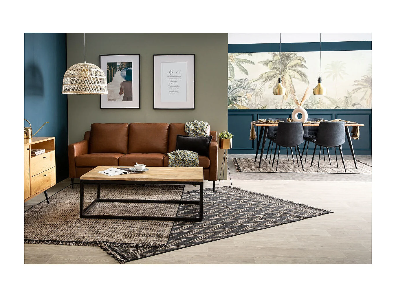 Tavolino stile industriale in legno e metallo FACTORY