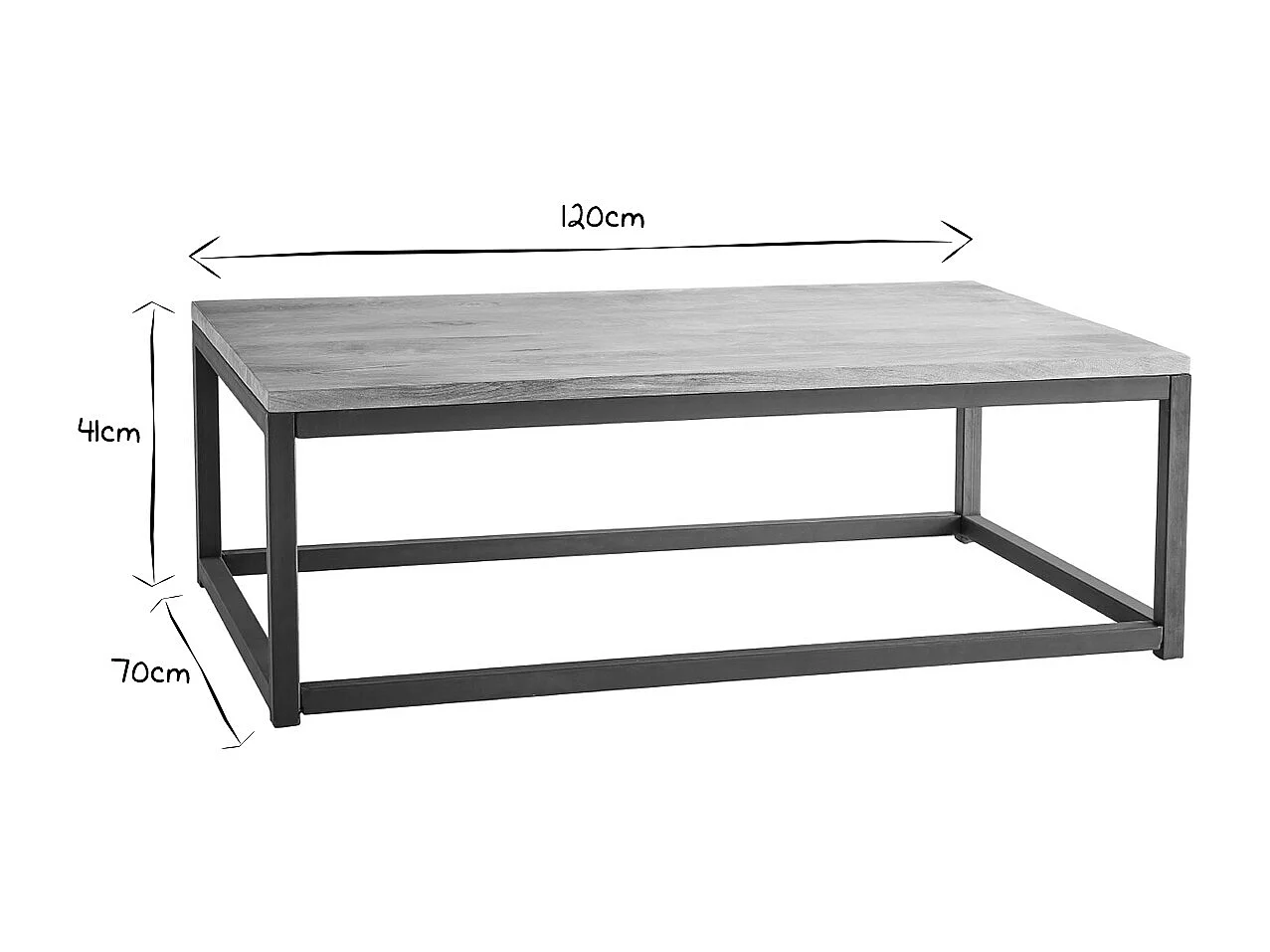 Tavolino stile industriale in legno e metallo FACTORY
