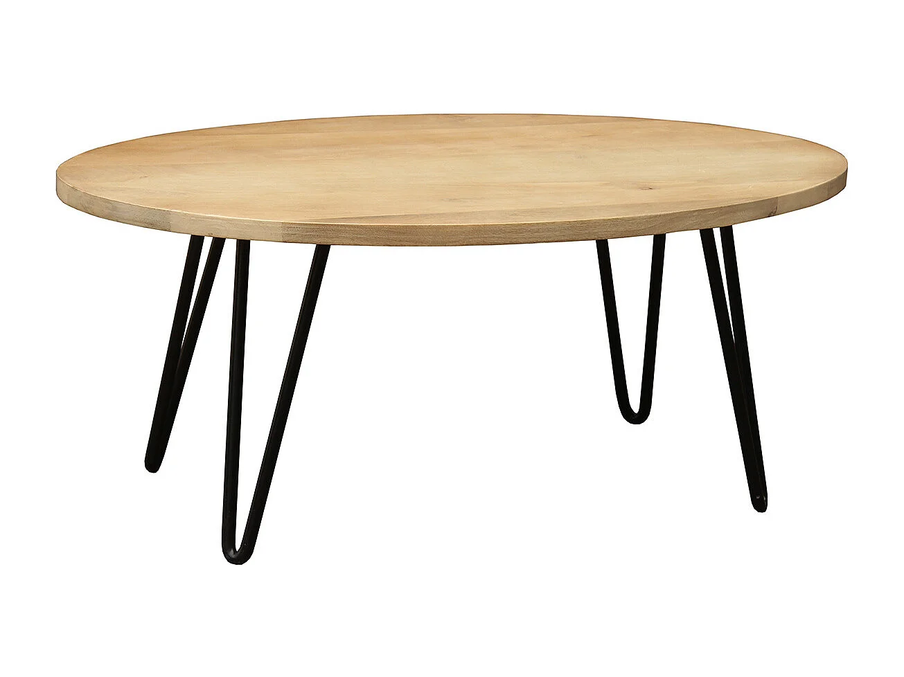 Ovaler Couchtisch aus massivem Mangobaum L100 cm VIBES