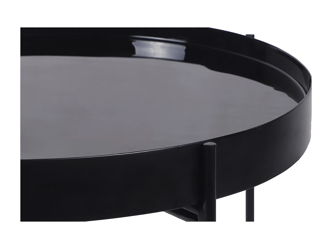 Table d'apppoint ronde avec plateau réversible bleu canard / noir D51 cm SATEEN