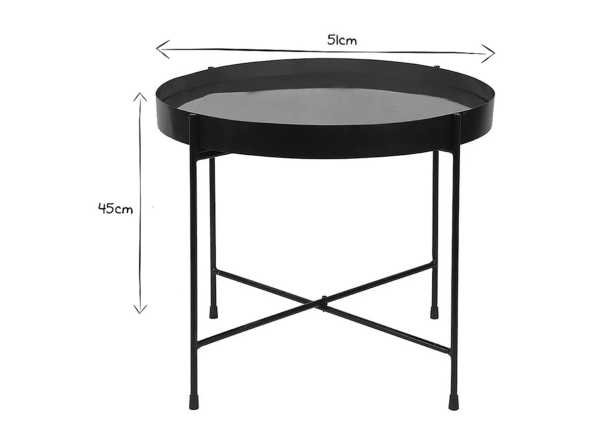 Table d'apppoint ronde avec plateau réversible bleu canard / noir D51 cm SATEEN