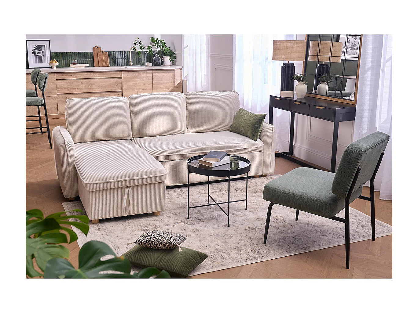 Table d'apppoint ronde avec plateau réversible bleu canard / noir D51 cm SATEEN