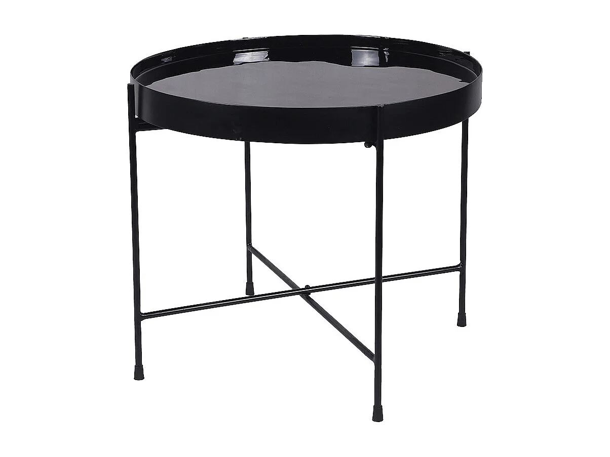 Table d'apppoint ronde avec plateau réversible bleu canard / noir D51 cm SATEEN