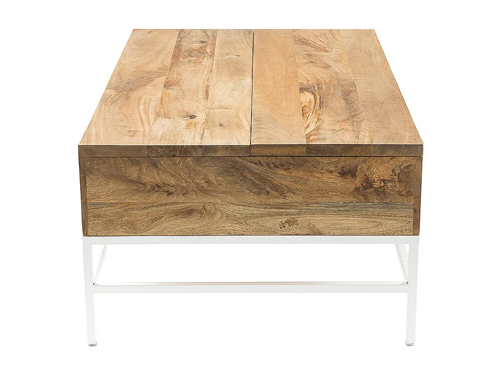 Mesa de centro elevable mango y metal blanco BOHO