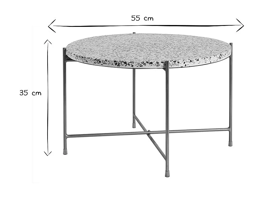 Beistelltisch rund Terrazzo und goldfarbenes Metall D55 cm MEZZO