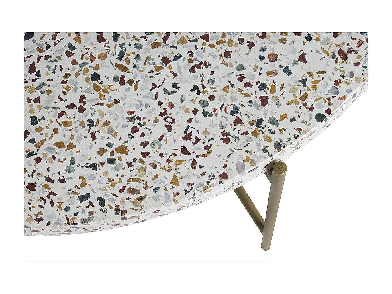 Beistelltisch rund Terrazzo und goldfarbenes Metall D55 cm MEZZO