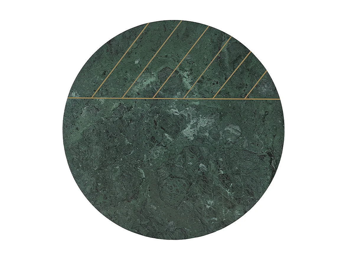 Table basse ronde design en marbre vert et laiton D90 cm SILLON