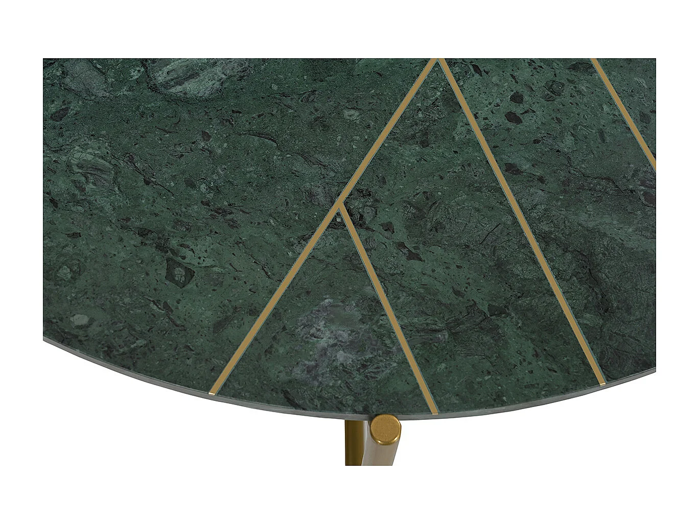 Table basse ronde design en marbre vert et laiton D90 cm SILLON