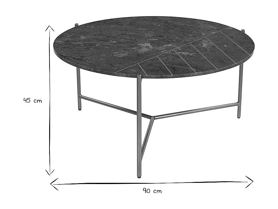 Table basse ronde design en marbre vert et laiton D90 cm SILLON