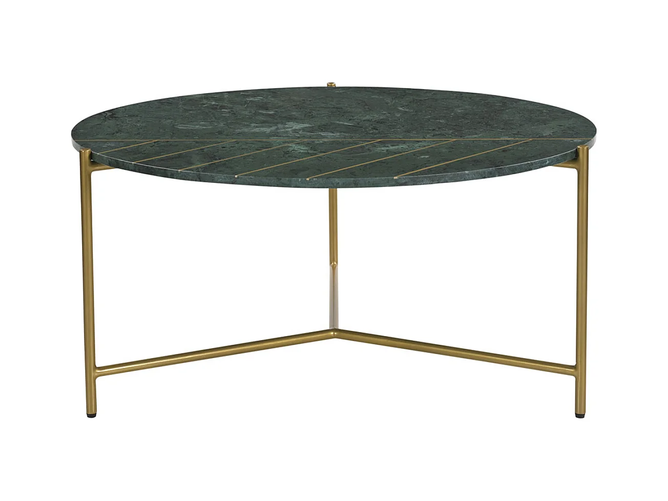 Runder Design-Couchtisch aus grünem Marmor und Messing D 90 cm SILLON