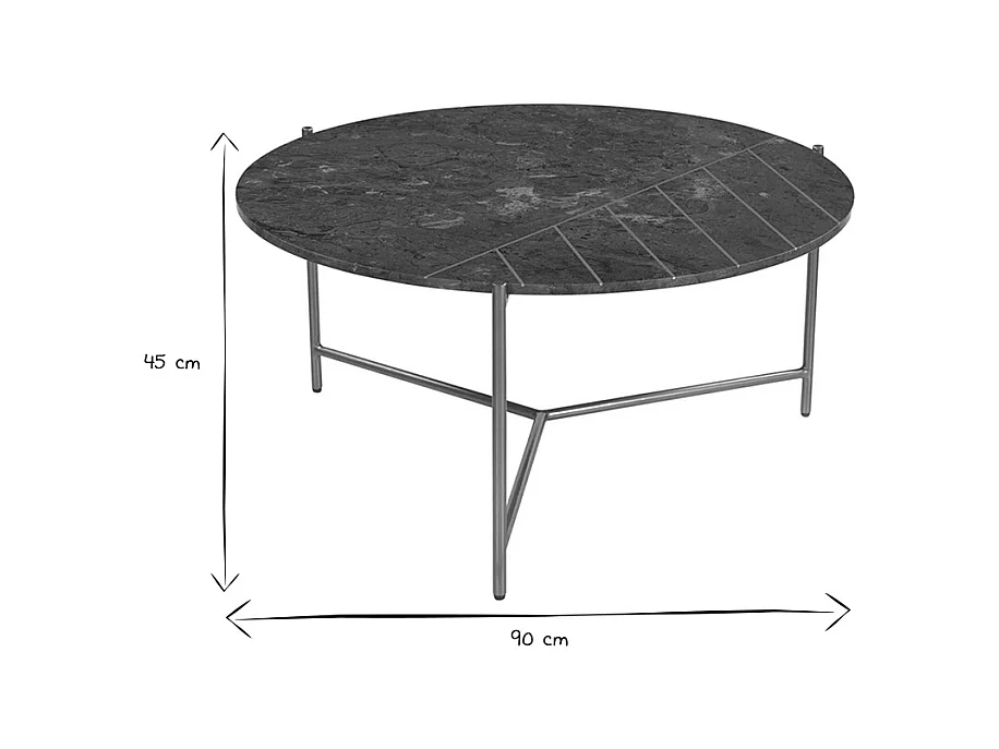 Runder Design-Couchtisch aus grünem Marmor und Messing D 90 cm SILLON